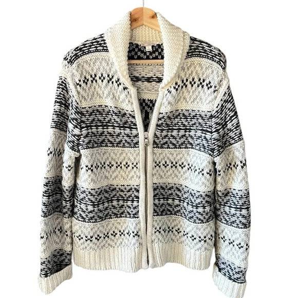Gap Women’s Sz L Cowichan FairIsle Wool Alpaca Blend Zip Up Sweater Jacket - Picture 2 of 10